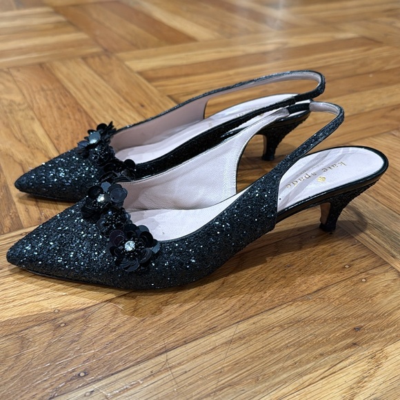 Kate Spade Olima Slingback Kitten Heel Sparkle Shoes - Picture 2 of 10